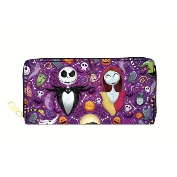 New! The Nightmare Before Christmas wallet zipper purse long wallet Jack & Sally - Picture 1 of 3